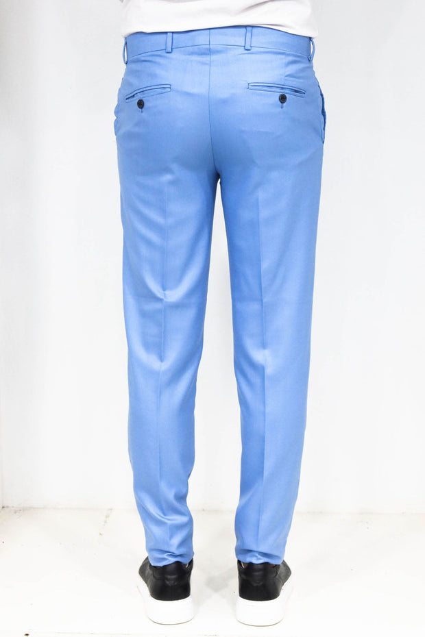 Slim Fit Textured Light Blue Men Trousers - Wessi