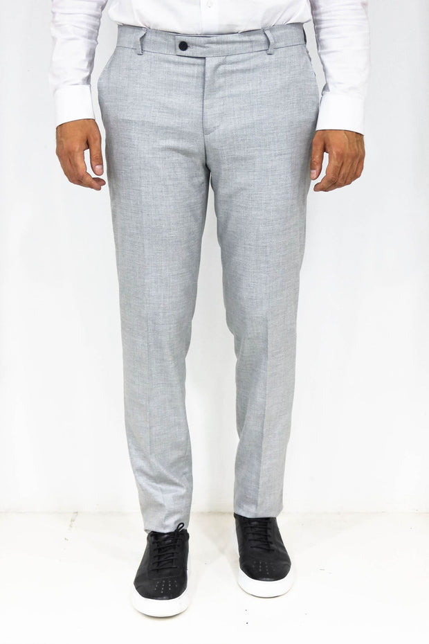 Slim Fit Textured Grey Men Trousers - Wessi