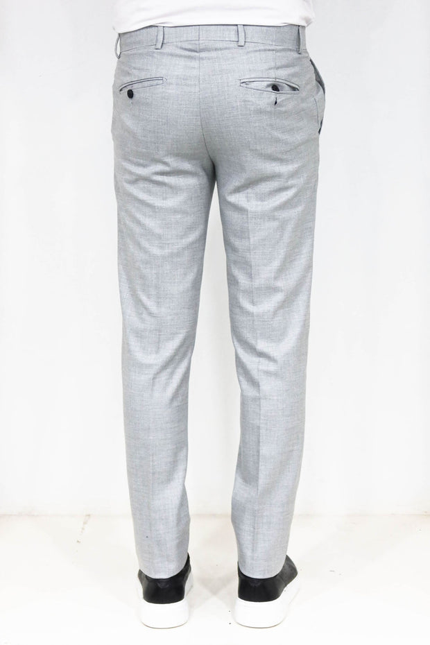 Slim Fit Textured Grey Men Trousers - Wessi