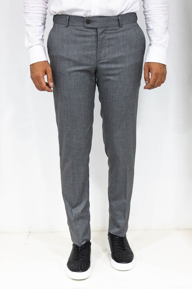 Slim Fit Textured Dark Grey Men Trousers - Wessi