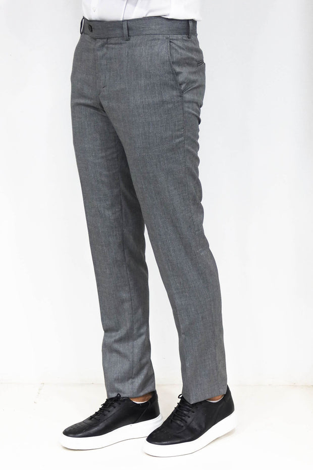 Slim Fit Textured Dark Grey Men Trousers - Wessi