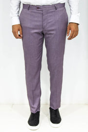 Slim Fit Textured Purple Men Trousers - Wessi