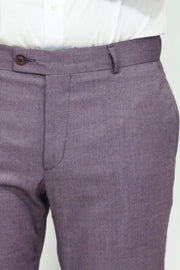 Slim Fit Textured Purple Men Trousers - Wessi