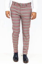 Slim Fit Plaid Grey Men Pants - Wessi