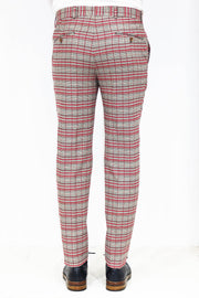 Slim Fit Plaid Grey Men Pants - Wessi