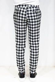 Slim Fit Checked Black Men Pants - Wessi