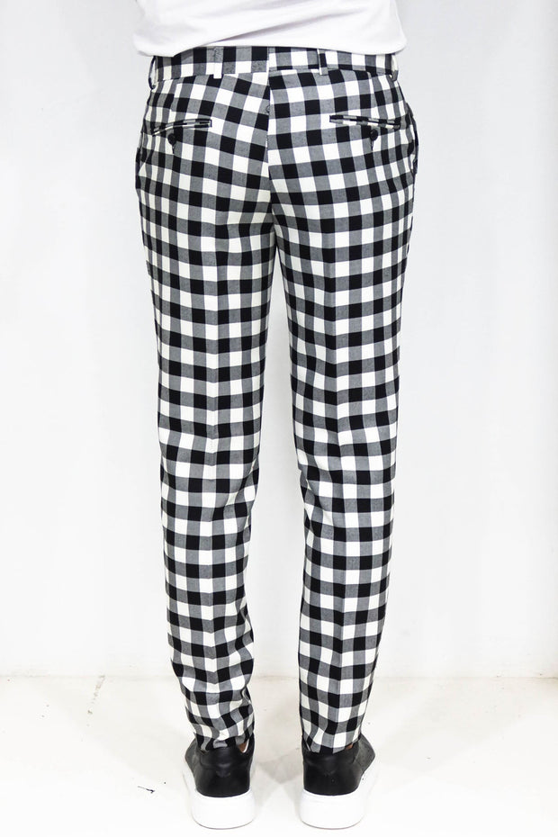 Slim Fit Checked Black Men Pants - Wessi