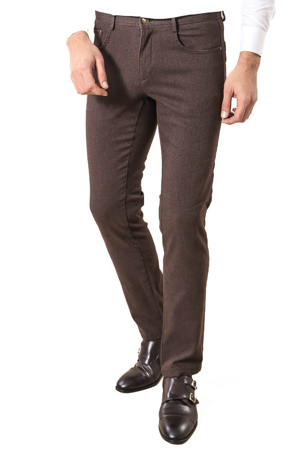 Cotton Slim Fit Brown Men Pants - Wessi