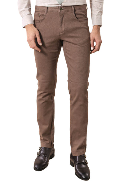 Slim Fit Cotton Light Brown Men Pants - Wessi