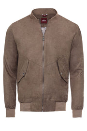 Flap Pockets Suede Light Brown Men Bomber Coat - Wessi