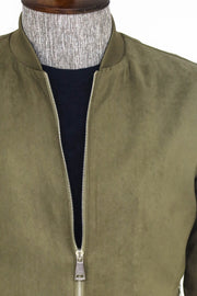 Plain Zippered Pockets Light Green Men Bomber Coat - Wessi