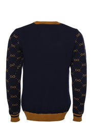 Camel Crew Neck Knitwear Asymmetric Patterned  - Wessi