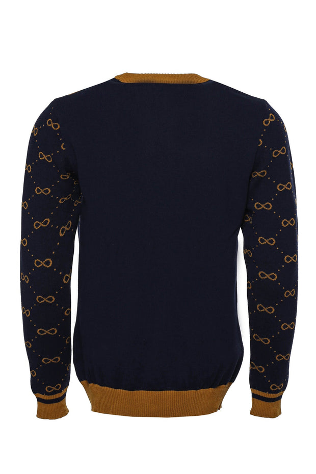 Camel Crew Neck Knitwear Asymmetric Patterned  - Wessi