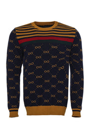 Camel Crew Neck Knitwear Asymmetric Patterned  - Wessi