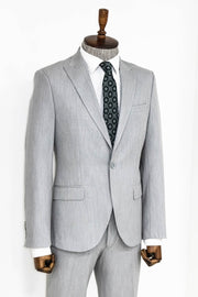 2 Piece Plain Slim Fit Grey Men Suit - Wessi