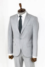 2 Piece Plain Slim Fit Grey Men Suit - Wessi