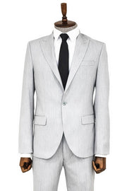 2 Piece Plain Slim Fit Light Grey Men Suit - Wessi