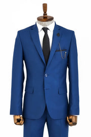 2 Piece 2 Buttons Blue Men Suit - Wessi