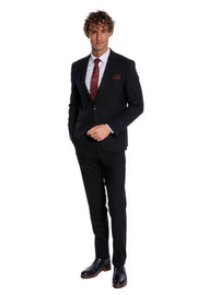 2 Piece Striped Black Men Suit - Wessi