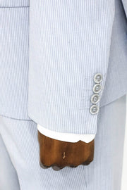 2 Piece Striped Light Blue Men Suit - Wessi