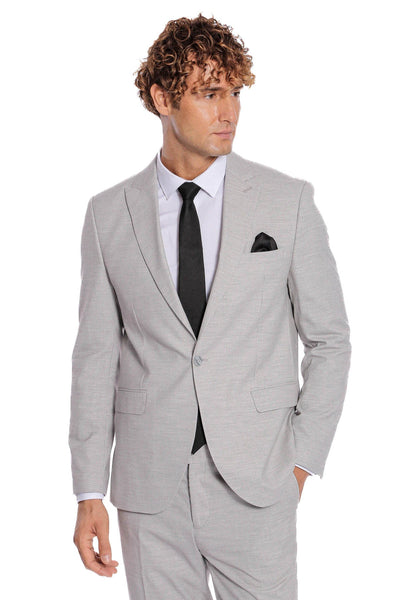 2 Piece Striped Grey Men Suit - Wessi