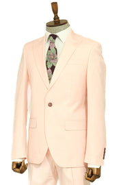 Two Piece Slim Fit Single Button Peach Colour Men Suit - Wessi