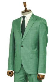 Two Piece Slim Fit Single Button Green Men Suit - Wessi