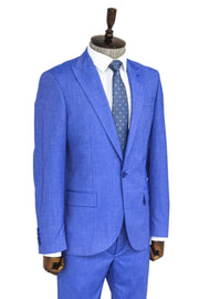 2 Piece Patterned Slim Fit Blue Men Suit - Wessi