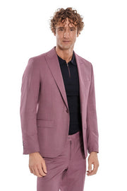 2 Piece Patterned Slim Fit Purple Men Suit - Wessi