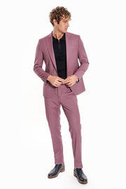 2 Piece Patterned Slim Fit Purple Men Suit - Wessi