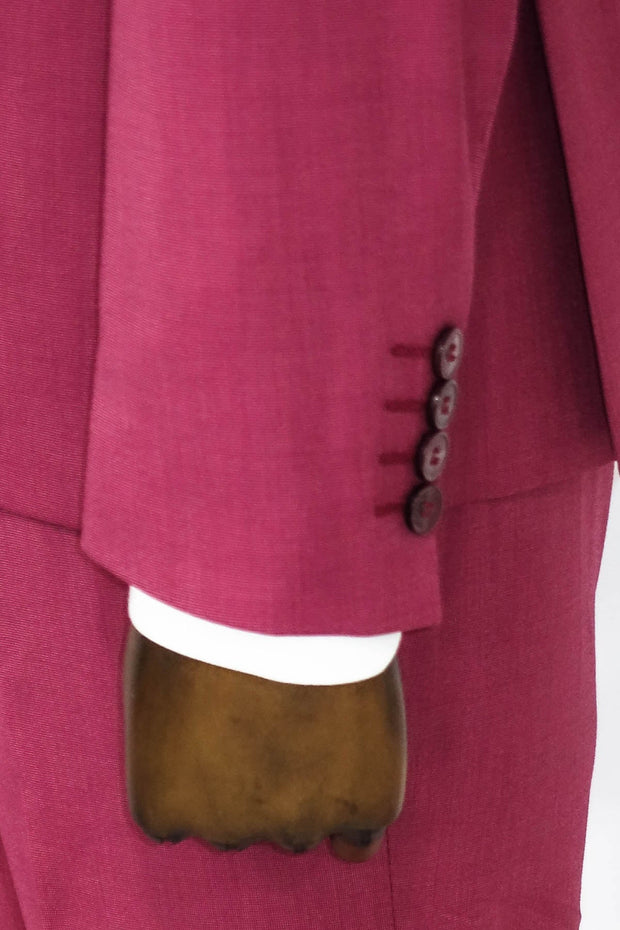 2 Piece Patterned Slim Fit Magenta Men Suit - Wessi