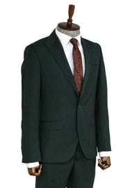 2 Piece Patterned Slim Fit Dark Green Men Suit - Wessi