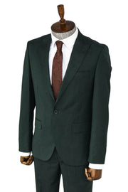 2 Piece Patterned Slim Fit Dark Green Men Suit - Wessi