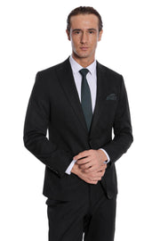 Plain 2 Piece Slim Fit Black Men Suit - Wessi