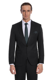 Plain 2 Piece Slim Fit Black Men Suit - Wessi