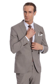 Plain 2 Piece Slim Fit Dark Grey Men Suit - Wessi