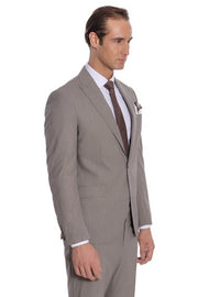 Plain 2 Piece Slim Fit Dark Grey Men Suit - Wessi