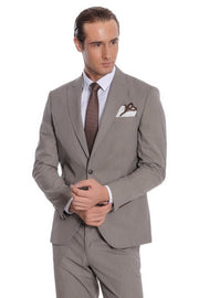 Plain 2 Piece Slim Fit Dark Grey Men Suit - Wessi