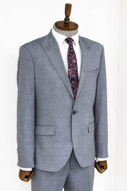 Plain 2 Piece Slim Fit Blue Men Suit - Wessi