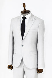 Plain 2 Piece Slim Fit Light Grey Men Suit - Wessi