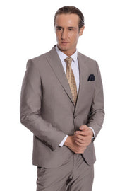 Plain 2 Piece Slim Fit Light Brown Men Suit - Wessi