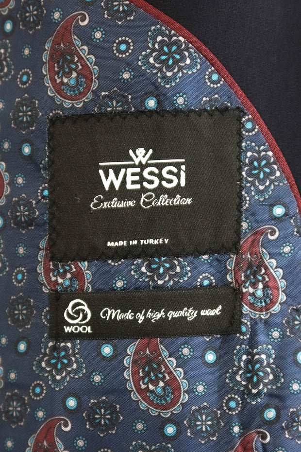 Wool Navy Blue Men Suit - Wessi