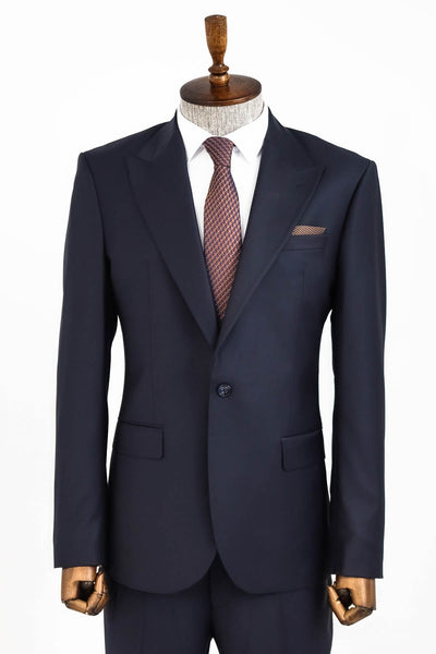 Wool Navy Blue Men Suit - Wessi