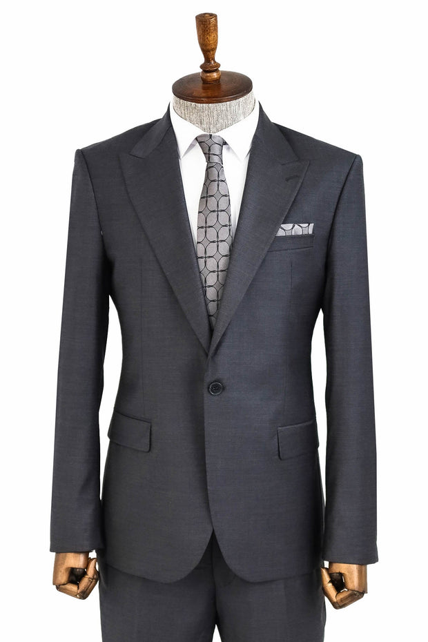 Dark Grey Wool Men's Suit - Wessi