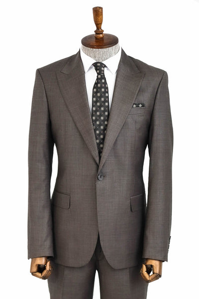 Wool Slim Fit Brown Men Suit - Wessi