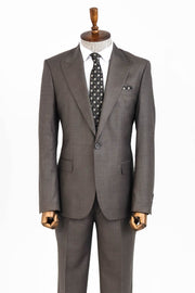 Wool Slim Fit Brown Men Suit - Wessi