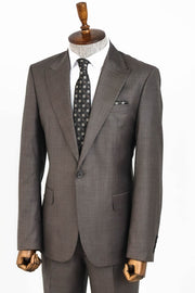 Wool Slim Fit Brown Men Suit - Wessi