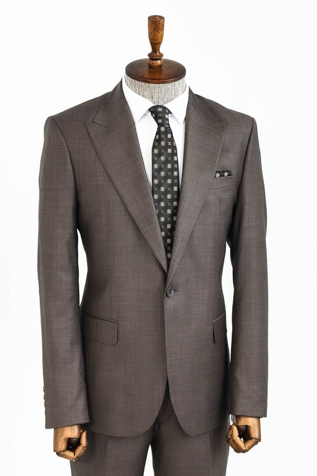 Wool Slim Fit Brown Men Suit - Wessi