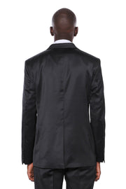 Two Buttons Two Piece Shiny Black Men Suit - Wessi