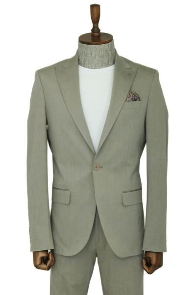 Single Buttons 2 Piece Beige Men Suit - Wessi